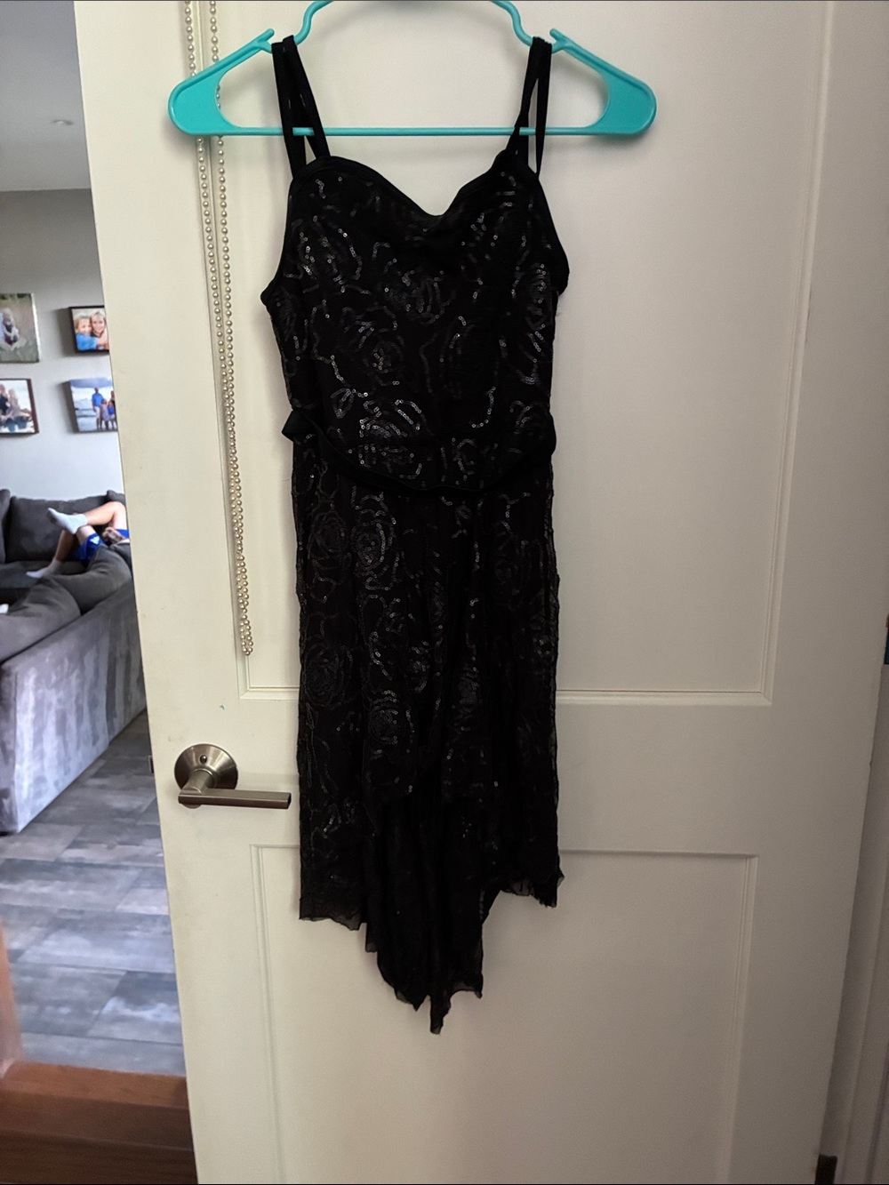 Weissman Black Sequin Asymmetrical Dance Dress